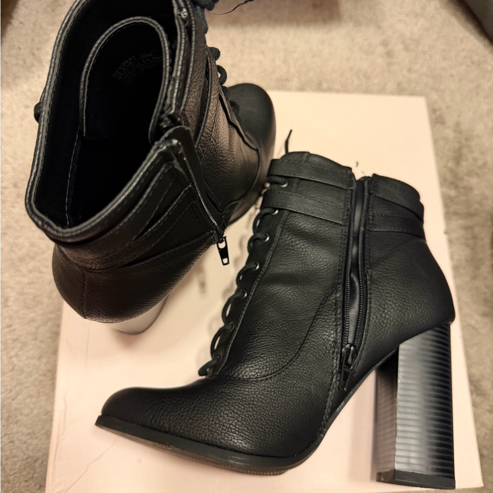 JustFab Black Heeled Boots